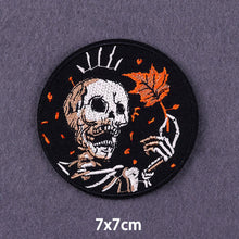 Load image into Gallery viewer, Red Heart Punk Skull Embroidered Patches For Clothing Thermoadhesive Patches Hippie Rock Iron On Patches On Clothes Skeleton DIY