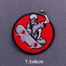 Load image into Gallery viewer, Red Heart Punk Skull Embroidered Patches For Clothing Thermoadhesive Patches Hippie Rock Iron On Patches On Clothes Skeleton DIY