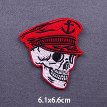 Load image into Gallery viewer, Red Heart Punk Skull Embroidered Patches For Clothing Thermoadhesive Patches Hippie Rock Iron On Patches On Clothes Skeleton DIY