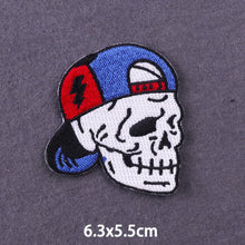 Load image into Gallery viewer, Red Heart Punk Skull Embroidered Patches For Clothing Thermoadhesive Patches Hippie Rock Iron On Patches On Clothes Skeleton DIY