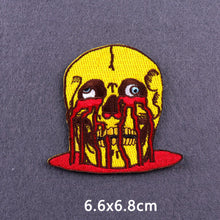 Load image into Gallery viewer, Red Heart Punk Skull Embroidered Patches For Clothing Thermoadhesive Patches Hippie Rock Iron On Patches On Clothes Skeleton DIY