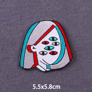 Red Heart Punk Skull Embroidered Patches For Clothing Thermoadhesive Patches Hippie Rock Iron On Patches On Clothes Skeleton DIY