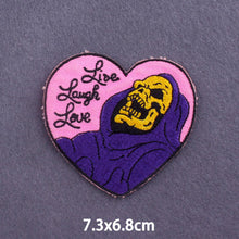 Load image into Gallery viewer, Red Heart Punk Skull Embroidered Patches For Clothing Thermoadhesive Patches Hippie Rock Iron On Patches On Clothes Skeleton DIY