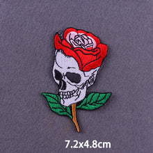 Load image into Gallery viewer, Red Heart Punk Skull Embroidered Patches For Clothing Thermoadhesive Patches Hippie Rock Iron On Patches On Clothes Skeleton DIY