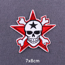 Load image into Gallery viewer, Red Heart Punk Skull Embroidered Patches For Clothing Thermoadhesive Patches Hippie Rock Iron On Patches On Clothes Skeleton DIY