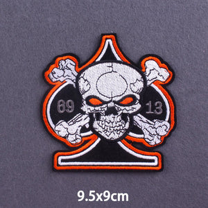 Red Heart Punk Skull Embroidered Patches For Clothing Thermoadhesive Patches Hippie Rock Iron On Patches On Clothes Skeleton DIY