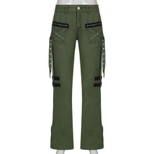 Carica l&#39;immagine nel visualizzatore di Gallery, Gothic/Emo/Alt Low Waist Baggy Cyber Cargo Pants