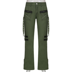 Gothic/Emo/Alt Low Waist Baggy Cyber Cargo Pants