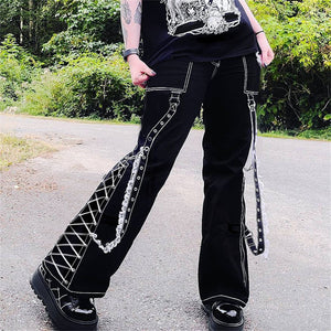 Gothic/Emo/Alt Low Waist Baggy Cyber Cargo Pants