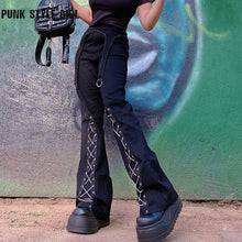 Carica l&#39;immagine nel visualizzatore di Gallery, Gothic/Emo/Alt Low Waist Baggy Cyber Cargo Pants