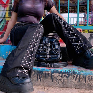 Gothic/Emo/Alt Low Waist Baggy Cyber Cargo Pants