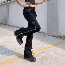 Carica l&#39;immagine nel visualizzatore di Gallery, Gothic/Emo/Alt Low Waist Baggy Cyber Cargo Pants