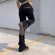 Carica l&#39;immagine nel visualizzatore di Gallery, Gothic/Emo/Alt Low Waist Baggy Cyber Cargo Pants