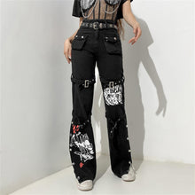 Carica l&#39;immagine nel visualizzatore di Gallery, Gothic/Emo/Alt Low Waist Baggy Cyber Cargo Pants