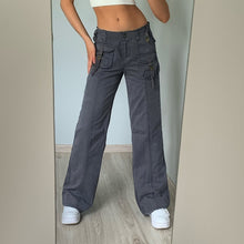 Carica l&#39;immagine nel visualizzatore di Gallery, Gothic/Emo/Alt Low Waist Baggy Cyber Cargo Pants