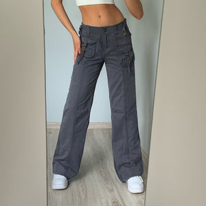 Gothic/Emo/Alt Low Waist Baggy Cyber Cargo Pants