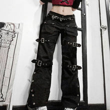 Carica l&#39;immagine nel visualizzatore di Gallery, Gothic/Emo/Alt Low Waist Baggy Cyber Cargo Pants