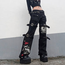 Carica l&#39;immagine nel visualizzatore di Gallery, Gothic/Emo/Alt Low Waist Baggy Cyber Cargo Pants