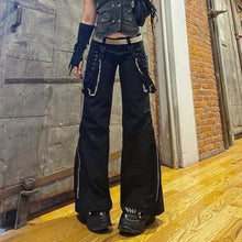 Carica l&#39;immagine nel visualizzatore di Gallery, Gothic/Emo/Alt Low Waist Baggy Cyber Cargo Pants