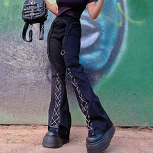 Carica l&#39;immagine nel visualizzatore di Gallery, Gothic/Emo/Alt Low Waist Baggy Cyber Cargo Pants