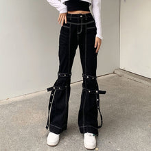 Carica l&#39;immagine nel visualizzatore di Gallery, Gothic/Emo/Alt Low Waist Baggy Cyber Cargo Pants