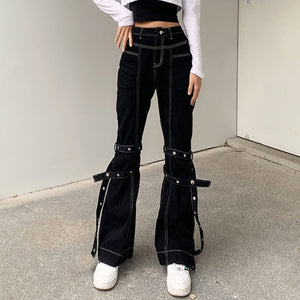 Gothic/Emo/Alt Low Waist Baggy Cyber Cargo Pants