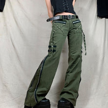 Carica l&#39;immagine nel visualizzatore di Gallery, Gothic/Emo/Alt Low Waist Baggy Cyber Cargo Pants