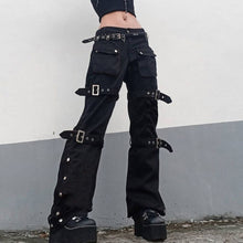 Carica l&#39;immagine nel visualizzatore di Gallery, Gothic/Emo/Alt Low Waist Baggy Cyber Cargo Pants