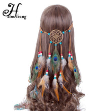 Load image into Gallery viewer, Bohemian Dream Catcher Feather Native Headdress