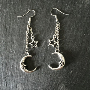 Crescent Moon - Star Earrings